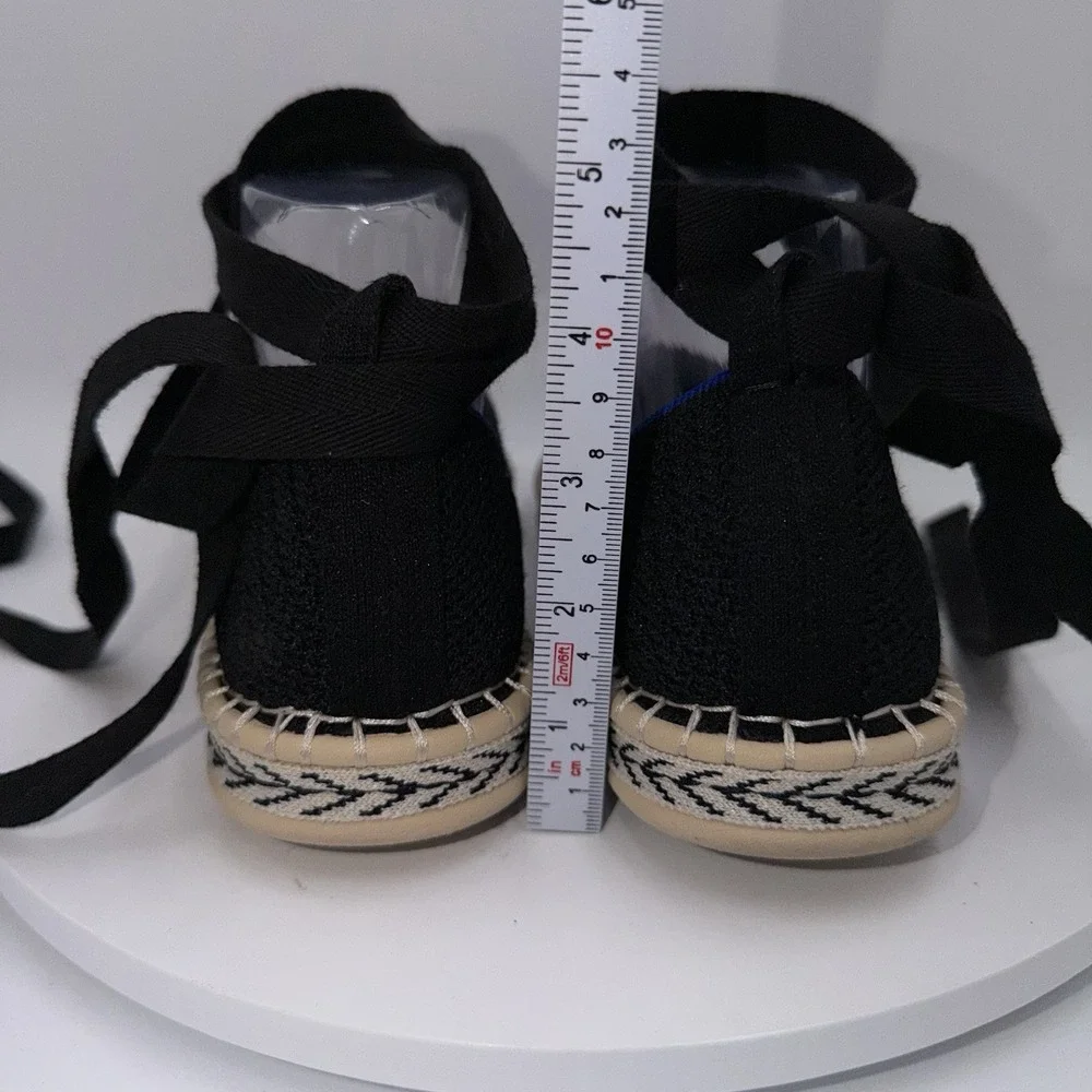 Rothy's The Espadrille Black Lace Up Shoes Size 9.5